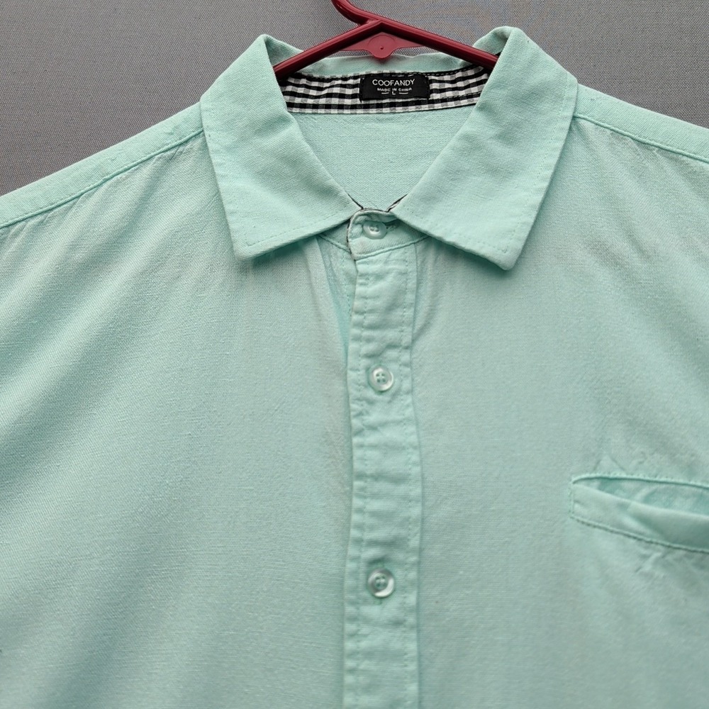 Coofandy Blue Men's Short Sleeve XXL Button Down SHIRT Casual Beach Vacation NWT
